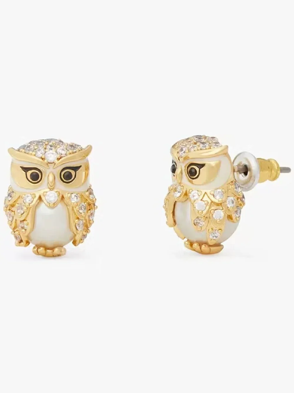 kate spade hoot owl gold stud earrings - NEW NWT